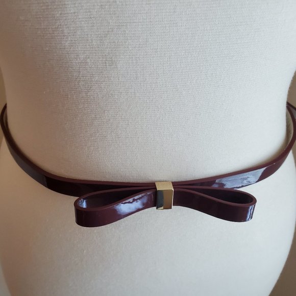 White House Black Market Accessories - WHBM - XS Patent Burgundy Skinny Belt